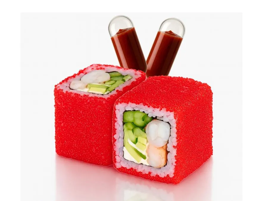 Калифорния с Креветкой с соусом Кимчи