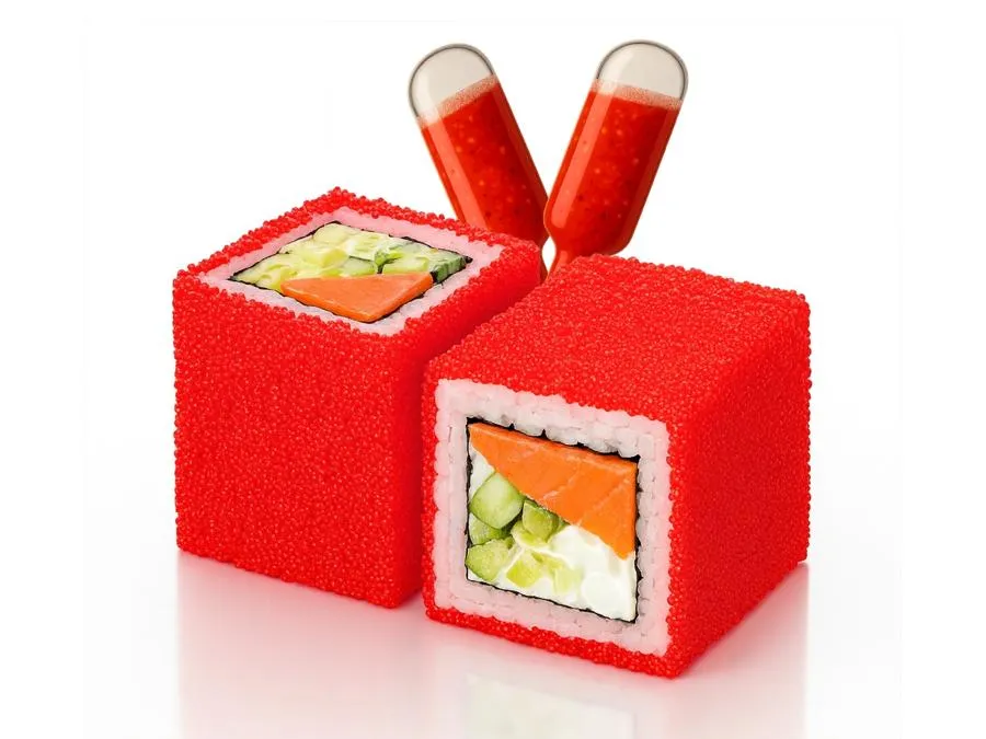 Калифорния с Лососем с соусом Манго-Чили