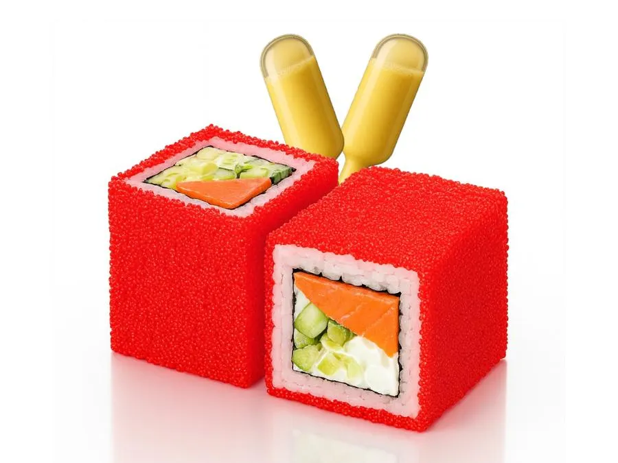 Калифорния с Лососем с соусом Манго-Маракуйя