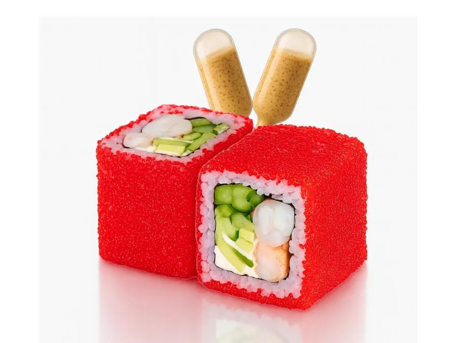 Калифорния с Креветкой с Кунжутным соусом