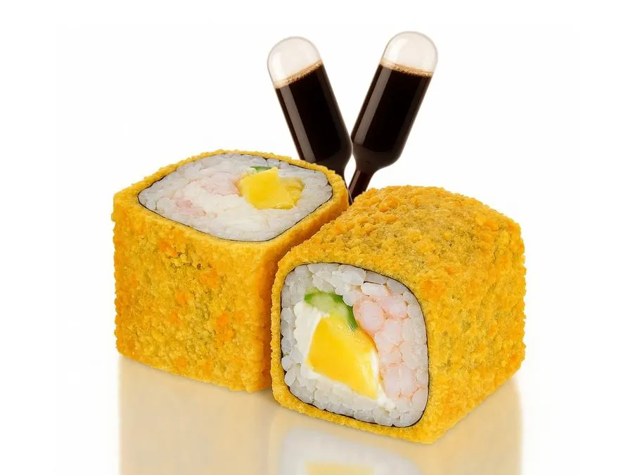 Жареный с Манго и Креветкой с соусом Понзу