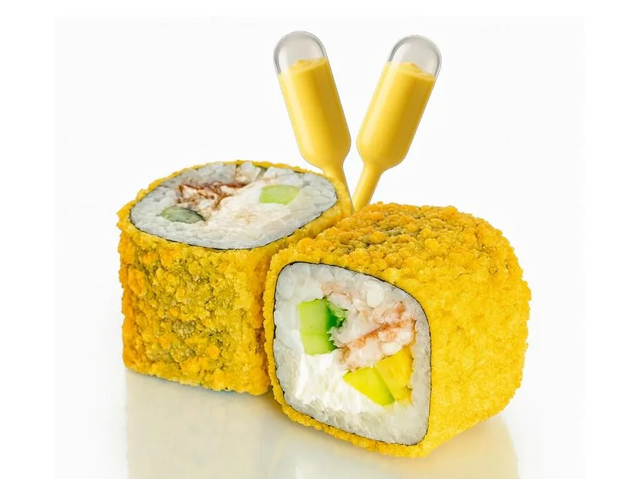 Жареный с Угрём с Сырным соусом