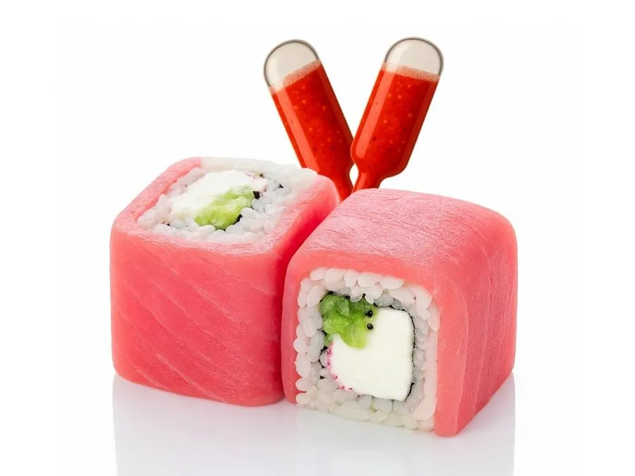 Ролл с Тунцом и Киви с соусом Манго-Чили