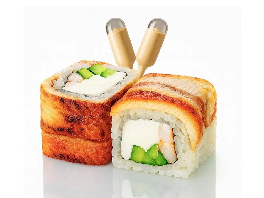 Сливочный Угорь с Креветочным соусом