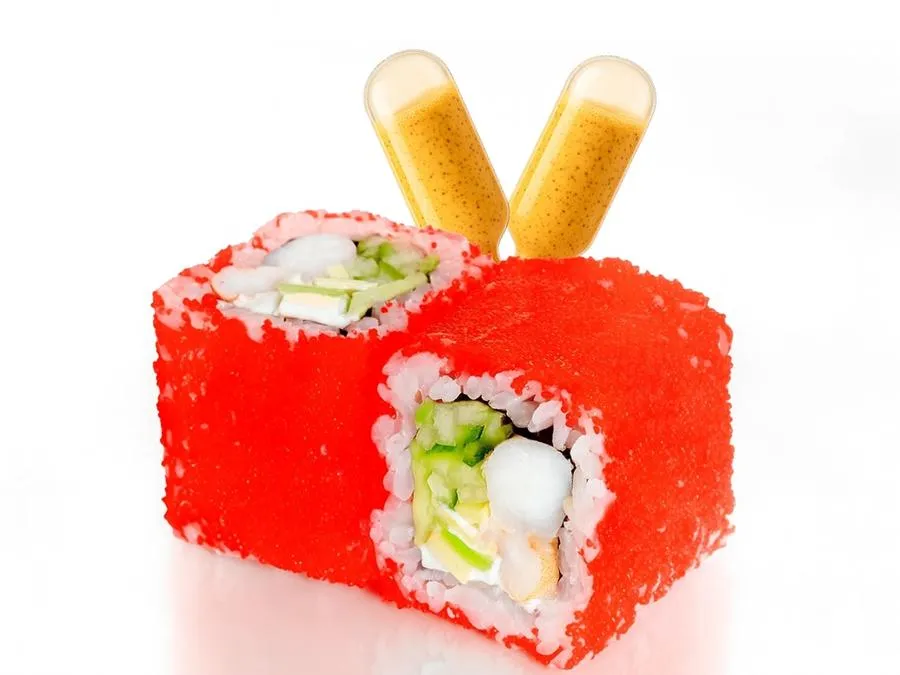 Калифорния с Креветкой и Кунжутным соусом