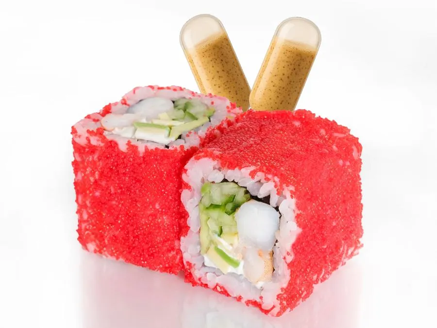 Калифорния с Креветкой и Кунжутным соусом