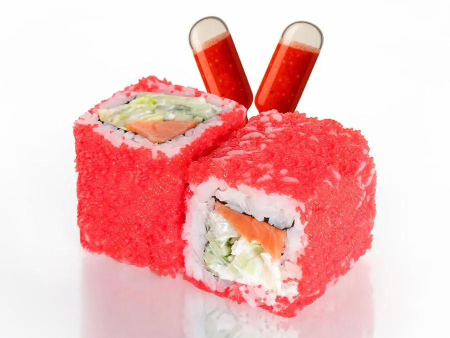 Калифорния с Лососем и соусом Манго-Чили