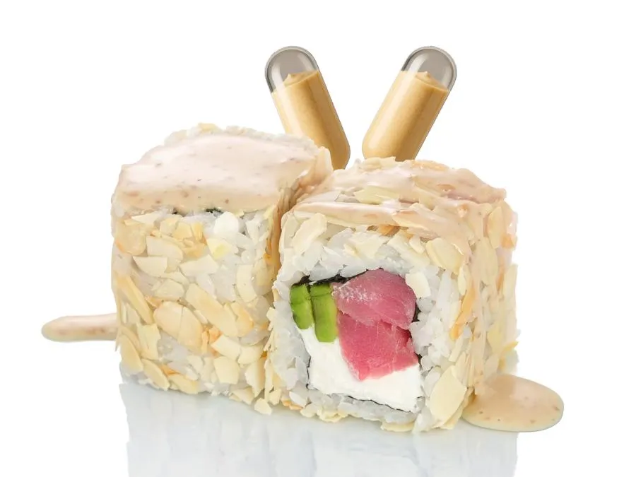 Миндальный с Тунцом и Креветочным соусом