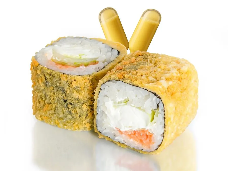 Жареный с Лососем и соусом Манго-Лайм-Кокос