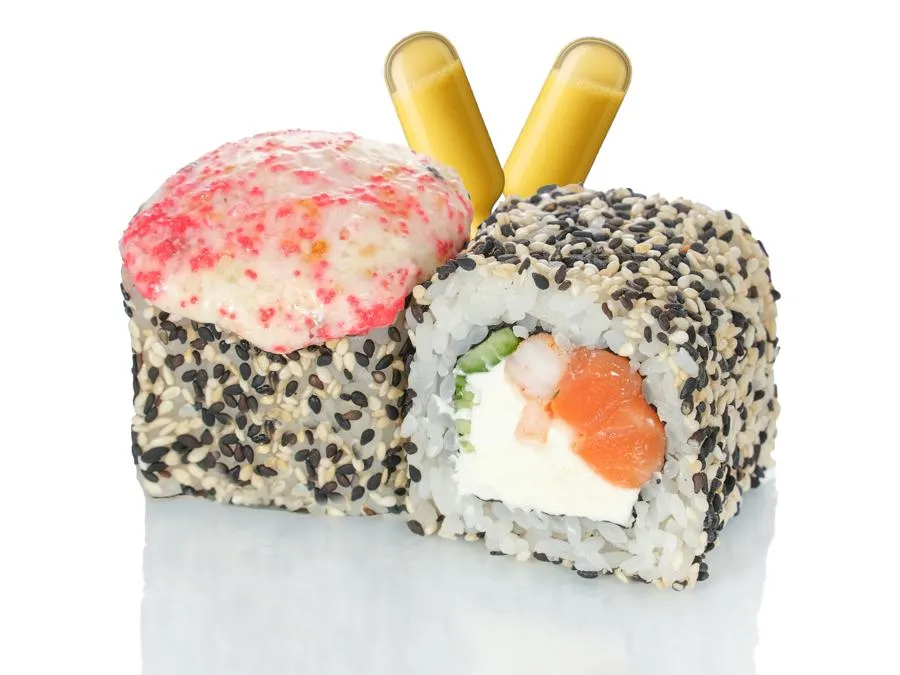 Запечённый с Лососем и Креветкой с соусом Манго-Лайм-Кокос