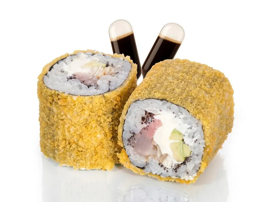 Жареный с Угрём и Тунцом и соусом Понзу