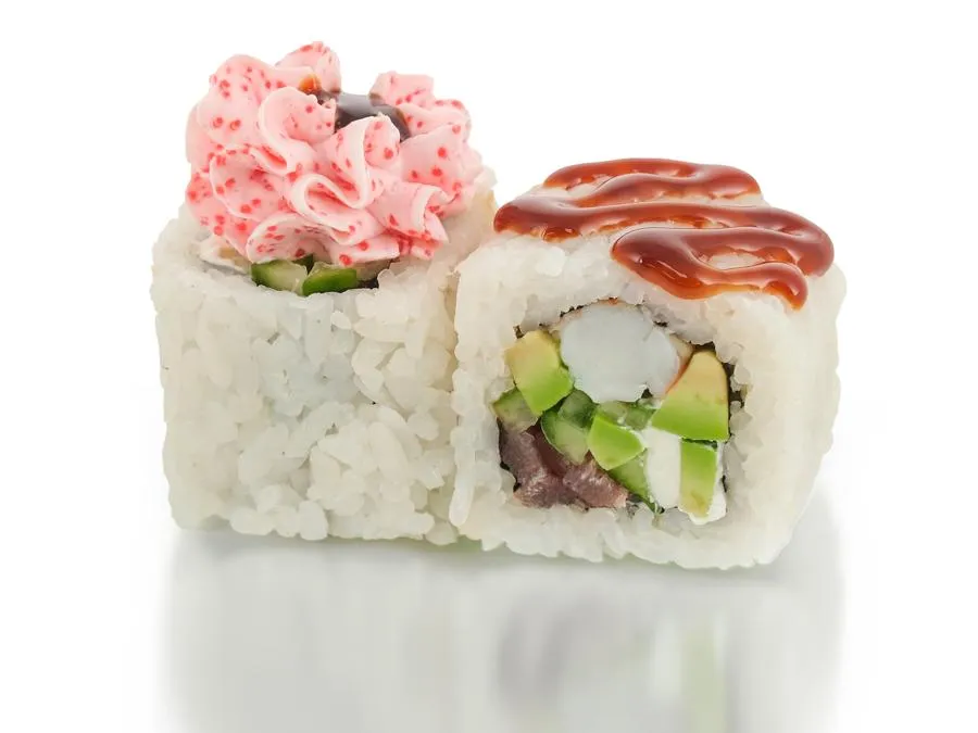 Ролл Лава Креветка-Тунец с соусом Кимчи