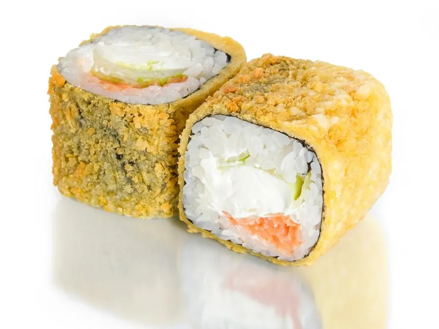 Жареный с Лососем и соусом Манго-Лайм-Кокос