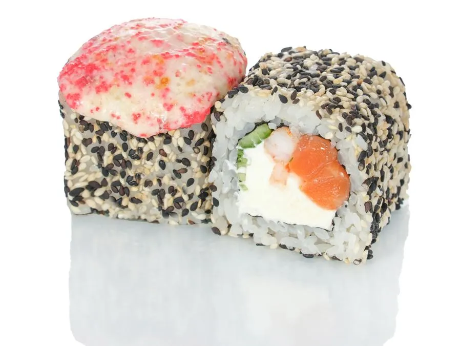 Запечённый с Лососем и Креветкой с соусом Манго-Лайм-Кокос