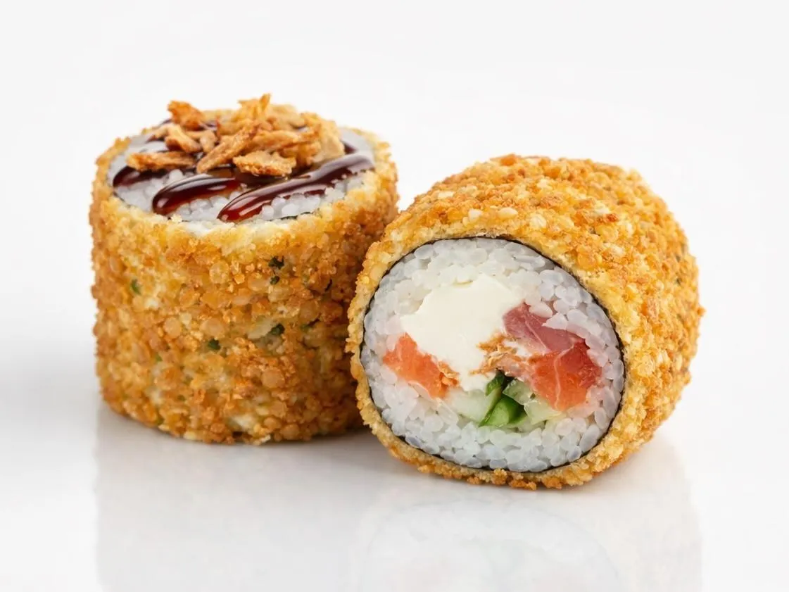 Жареный с Лососем и Тунцом и соусом Понзу